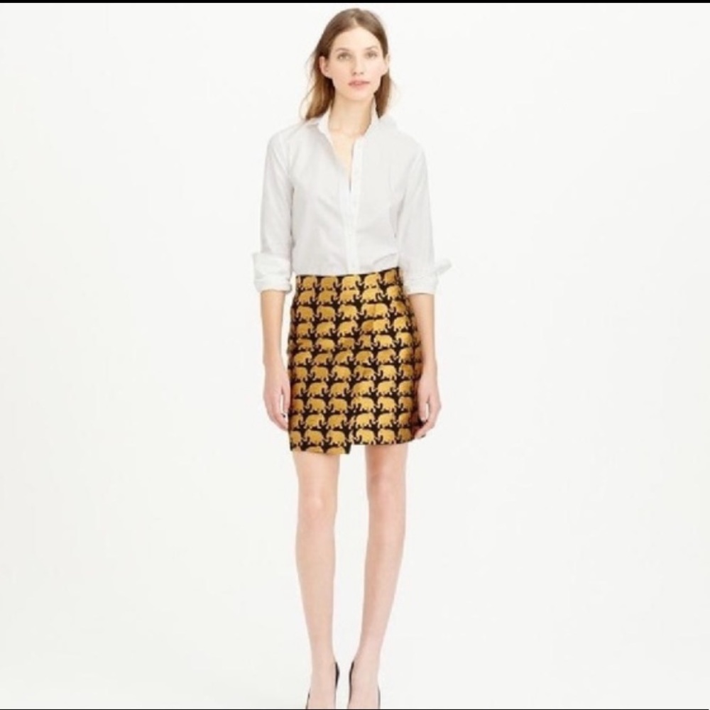 J. Crew Elephant Jacquard Mini Skirt Sz8
